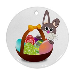 Easter Bunny Eggs Nest Basket Round Ornament (two Sides) by Nexatart