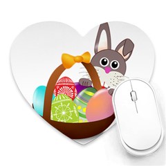 Easter Bunny Eggs Nest Basket Heart Mousepads by Nexatart