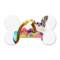 Easter Bunny Eggs Nest Basket Dog Tag Bone (one Side) by Nexatart