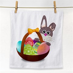 Easter Bunny Eggs Nest Basket Face Towel by Nexatart