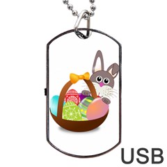 Easter Bunny Eggs Nest Basket Dog Tag Usb Flash (one Side) by Nexatart