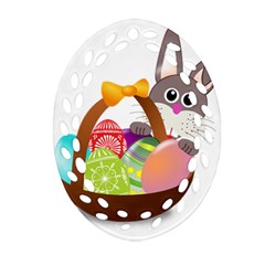 Easter Bunny Eggs Nest Basket Ornament (oval Filigree) by Nexatart