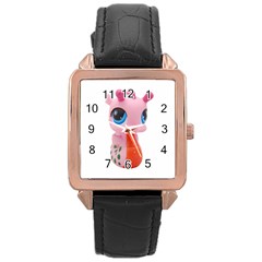 Dragon Toy Pink Plaything Creature Rose Gold Leather Watch  by Nexatart