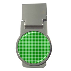 Gingham Background Fabric Texture Money Clips (round) 