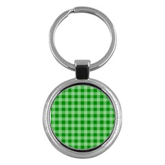 Gingham Background Fabric Texture Key Chains (round)  by Nexatart