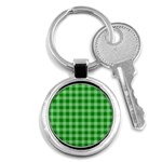 Gingham Background Fabric Texture Key Chains (Round)  Front