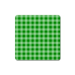 Gingham Background Fabric Texture Square Magnet by Nexatart