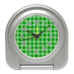 Gingham Background Fabric Texture Travel Alarm Clocks by Nexatart