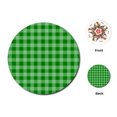 Gingham Background Fabric Texture Playing Cards (round)  by Nexatart