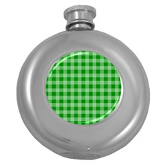 Gingham Background Fabric Texture Round Hip Flask (5 Oz) by Nexatart