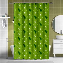 Green Christmas Tree Background Shower Curtain 48  X 72  (small)  by Nexatart