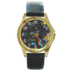 Graphic Table Symbol Vector Chart Round Gold Metal Watch by Nexatart