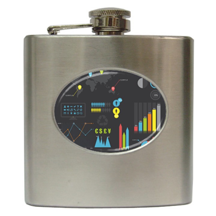 Graphic Table Symbol Vector Chart Hip Flask (6 oz)