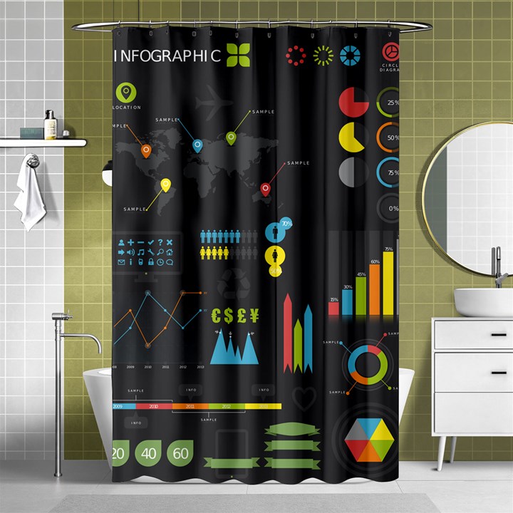 Graphic Table Symbol Vector Chart Shower Curtain 48  x 72  (Small) 