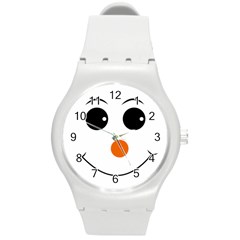 Happy Face With Orange Nose Vector File Round Plastic Sport Watch (M)