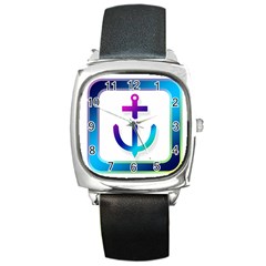 Icon Anchor Containing Fixing Square Metal Watch by Nexatart