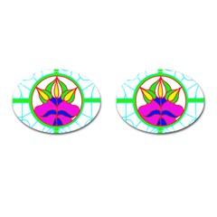 Pattern Template Stained Glass Cufflinks (oval) by Nexatart