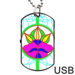 Pattern Template Stained Glass Dog Tag USB Flash (One Side) Front