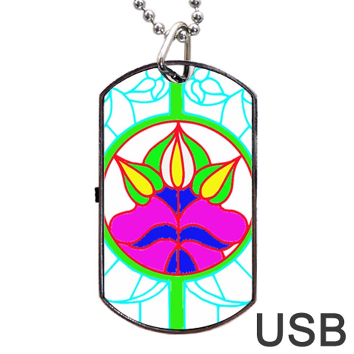 Pattern Template Stained Glass Dog Tag USB Flash (One Side)