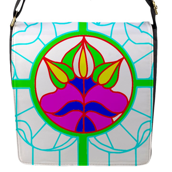 Pattern Template Stained Glass Flap Messenger Bag (S)