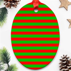 Pattern Lines Red Green Oval Ornament (two Sides) by Nexatart