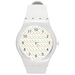 Fruit Pattern Vector Background Round Plastic Sport Watch (M) Front