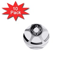 Car Wheel Chrome Rim 1  Mini Buttons (10 Pack)  by Nexatart