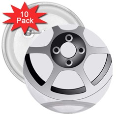 Car Wheel Chrome Rim 3  Buttons (10 Pack)  by Nexatart