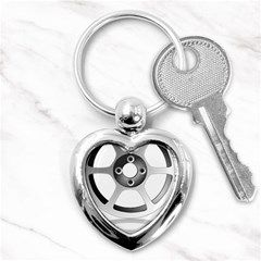 Car Wheel Chrome Rim Key Chains (heart)  by Nexatart