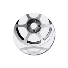 Car Wheel Chrome Rim Rubber Coaster (round)  by Nexatart