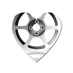 Car Wheel Chrome Rim Heart Magnet by Nexatart