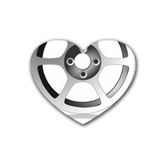 Car Wheel Chrome Rim Rubber Coaster (heart)  by Nexatart