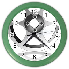 Car Wheel Chrome Rim Color Wall Clocks by Nexatart