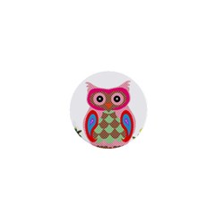 Owl Colorful Patchwork Art 1  Mini Buttons by Nexatart