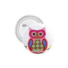 Owl Colorful Patchwork Art 1 75  Buttons by Nexatart