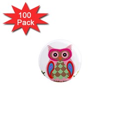 Owl Colorful Patchwork Art 1  Mini Magnets (100 Pack)  by Nexatart