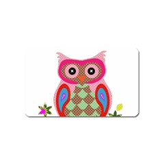 Owl Colorful Patchwork Art Magnet (name Card) by Nexatart