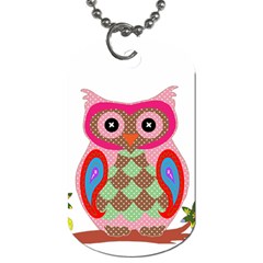 Owl Colorful Patchwork Art Dog Tag (two Sides) by Nexatart