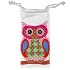 Owl Colorful Patchwork Art Jewelry Bag by Nexatart