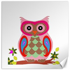 Owl Colorful Patchwork Art Canvas 12  X 12  