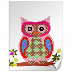 Owl Colorful Patchwork Art Canvas 12  X 16   by Nexatart