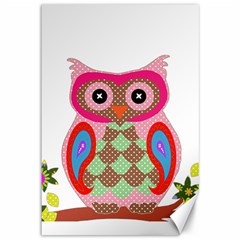 Owl Colorful Patchwork Art Canvas 12  X 18  