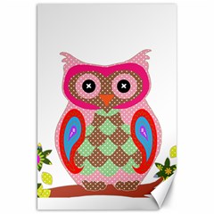 Owl Colorful Patchwork Art Canvas 20  X 30   by Nexatart