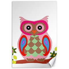 Owl Colorful Patchwork Art Canvas 24  X 36 