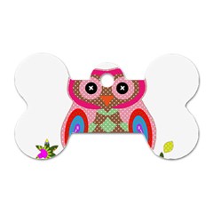 Owl Colorful Patchwork Art Dog Tag Bone (two Sides) by Nexatart