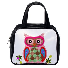 Owl Colorful Patchwork Art Classic Handbags (one Side) by Nexatart