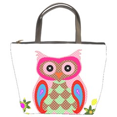 Owl Colorful Patchwork Art Bucket Bags by Nexatart