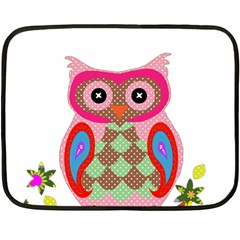 Owl Colorful Patchwork Art Double Sided Fleece Blanket (mini)  by Nexatart