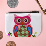 Owl Colorful Patchwork Art Mini Coin Purses Back