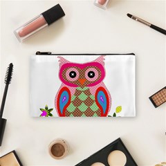 Owl Colorful Patchwork Art Cosmetic Bag (small)  by Nexatart